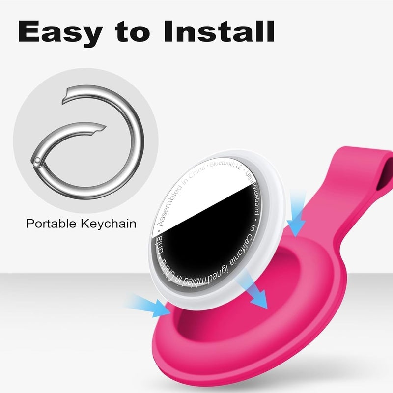 Linsaner 1 Pack Available for AirTag Holder Compatible with Air Tag Case Keychain Silicone for AirTags Key Ring Tags Chain for Apple for GPS Item Finders Accessories,（Hot Pink） - Image 3